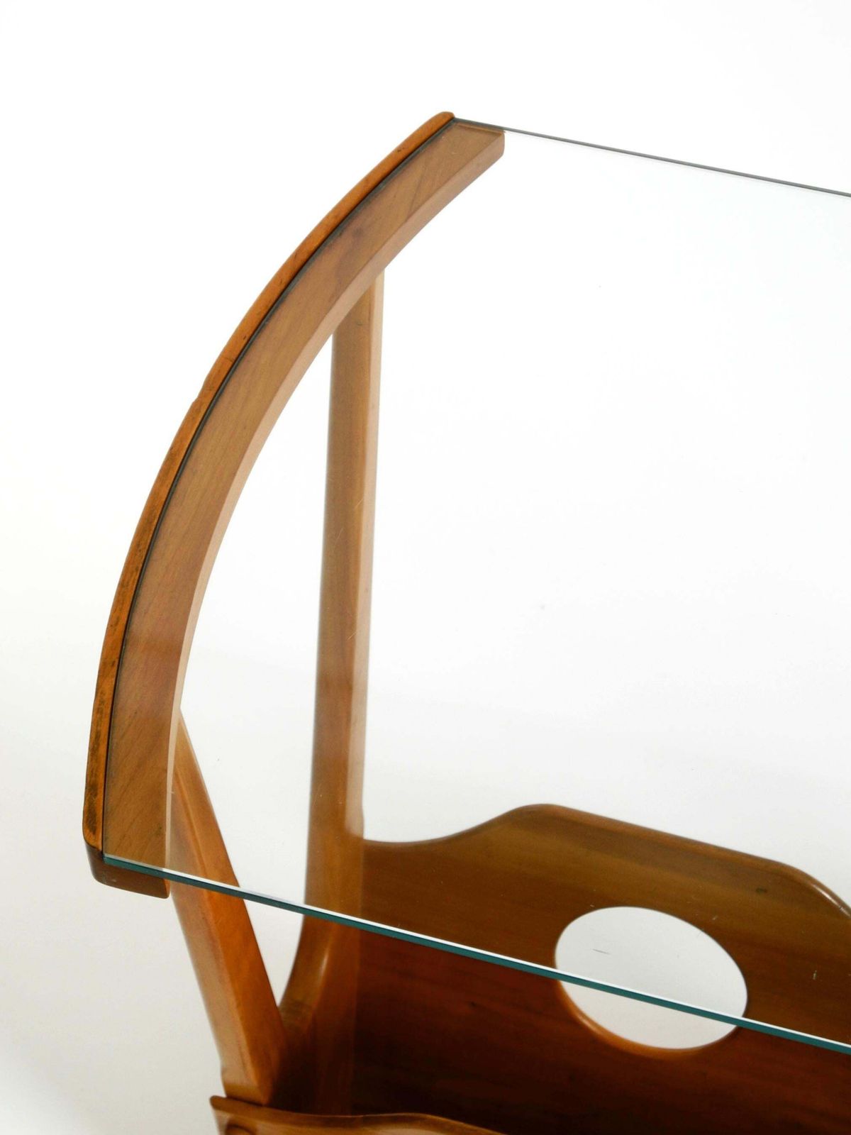 1423.0 Mid Century Modern Side Table With Magazine Rack, Made Of Ash Wood And Glass photo