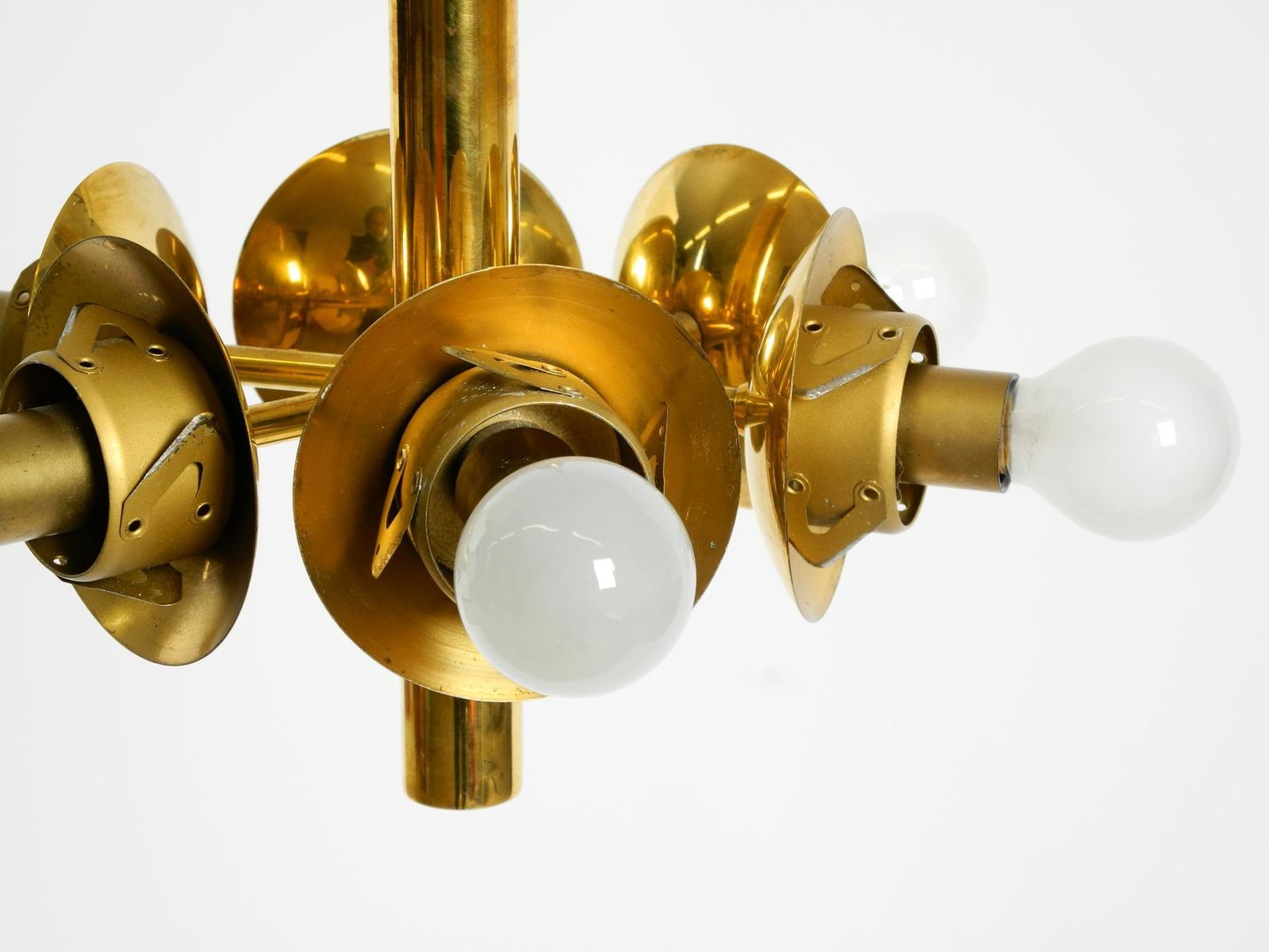 photo buy Beautiful 1960s Kaiser Leuchten Brass Ceiling Lamp With 6 Opal Glass Shades