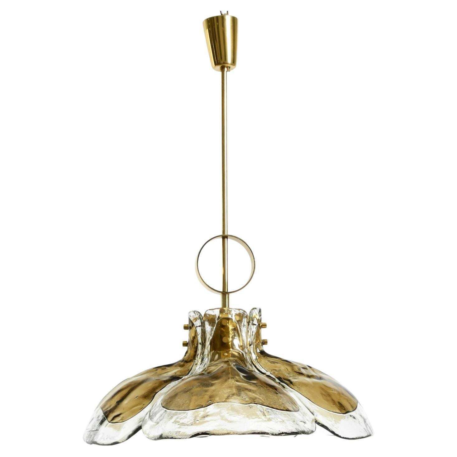 Beautiful 1960s J.T. Kalmar Franken Heavy Murano Glass Floral Ceiling Lamp