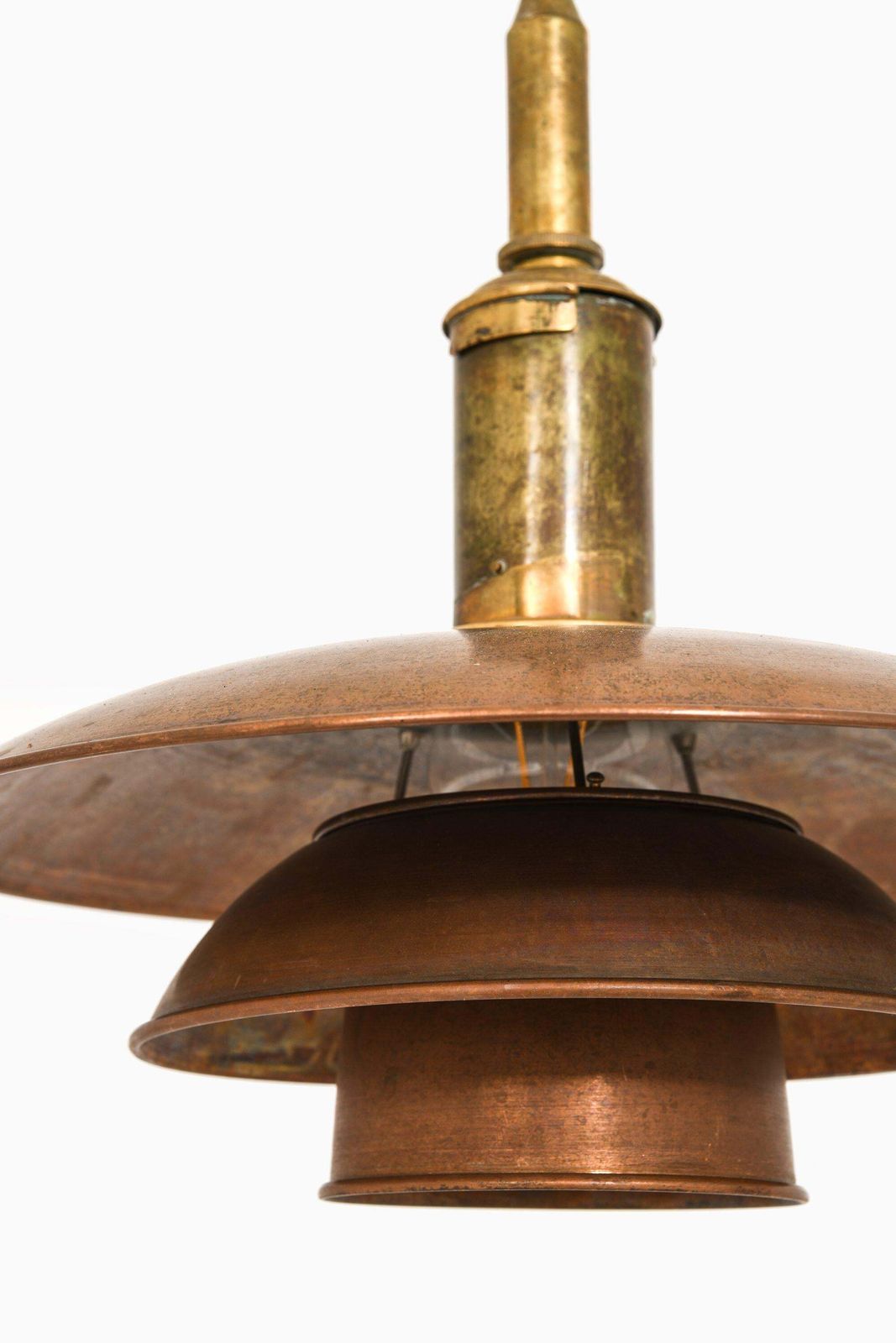 Early Ceiling Lamp In Copper And Brass By Poul Henningsen, 1930's photo Lighting