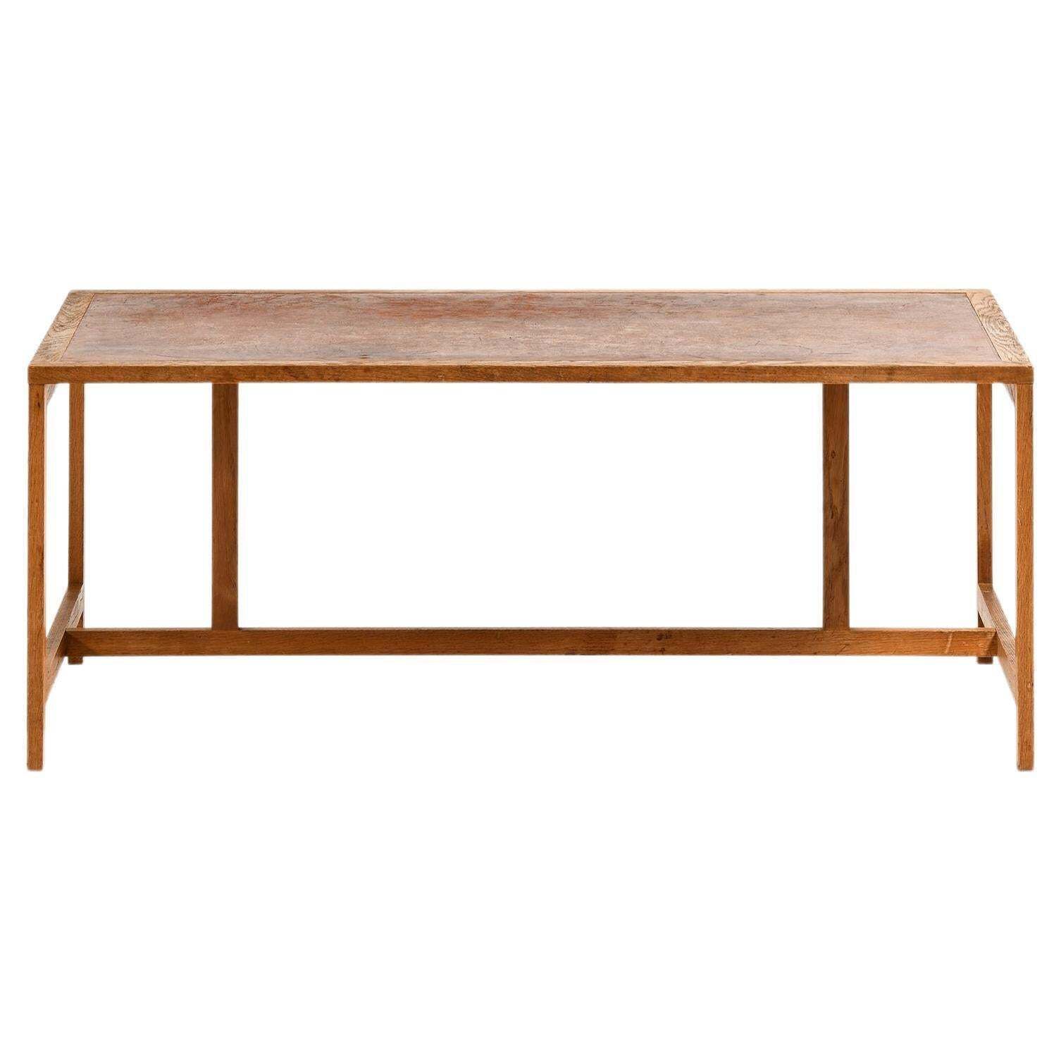Coffee Table In Oak And Leather By Peter Hjorth & Arne Karlsen