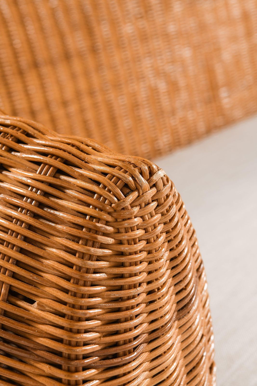 Furniture Freestanding Sofa In Rattan, Beech And Reupholstered Fabric, 1960's photo