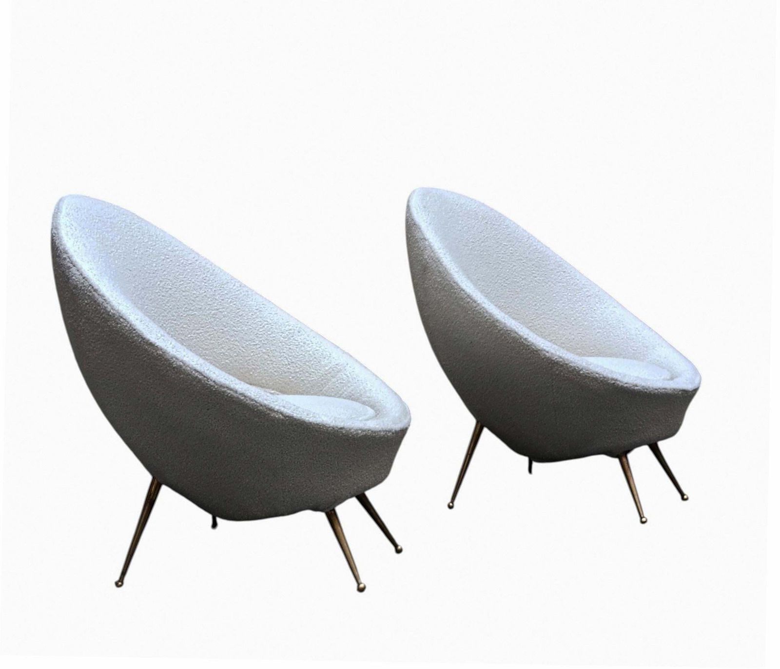 Gigi Radice Per Lenzi Coppia Di Poltrone In Tessuto Bianco, Italia 1950s photo furniture