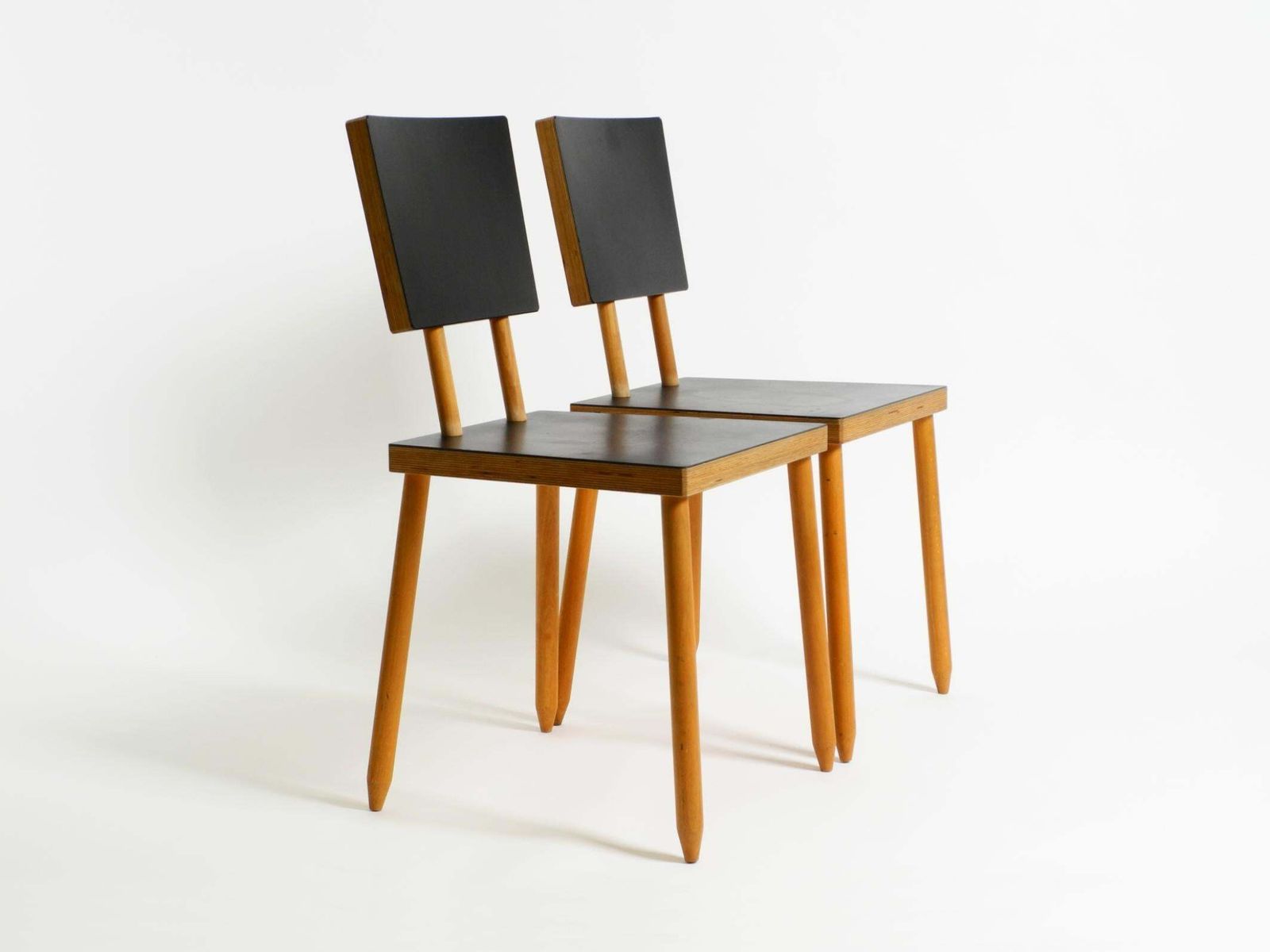 Two Rare Demountable Plywood Chairs By Axel Kufus Model Stöcke For Atoll photo for sale