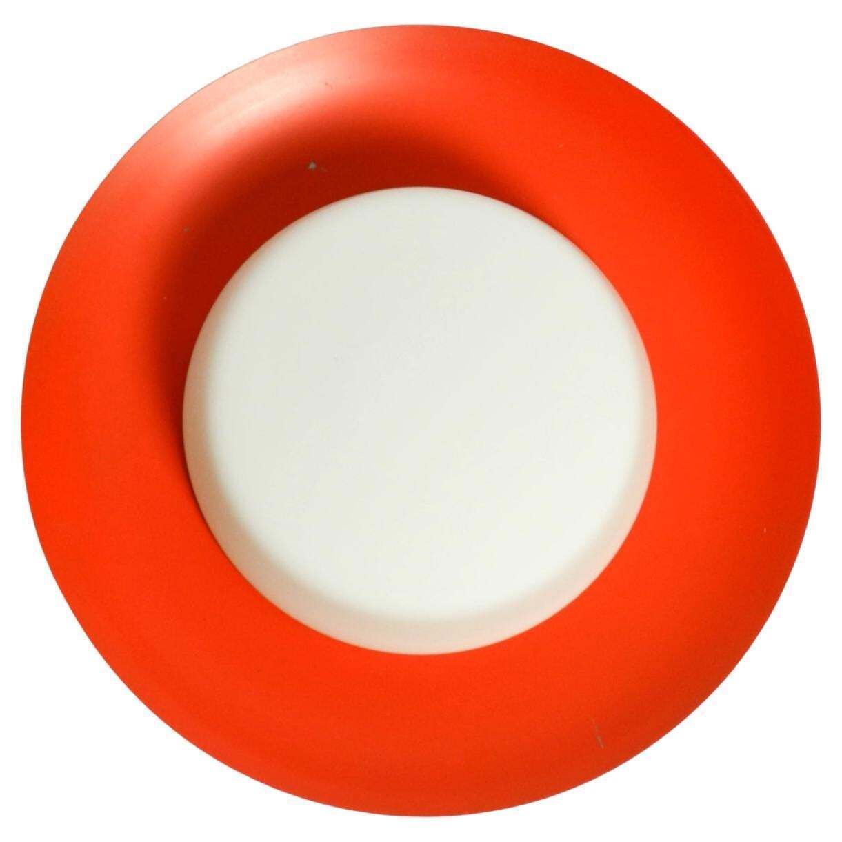 50s Wall Or Ceiling Lamp Made Of Glass With Metal Reflector From Kaiser Leuchten