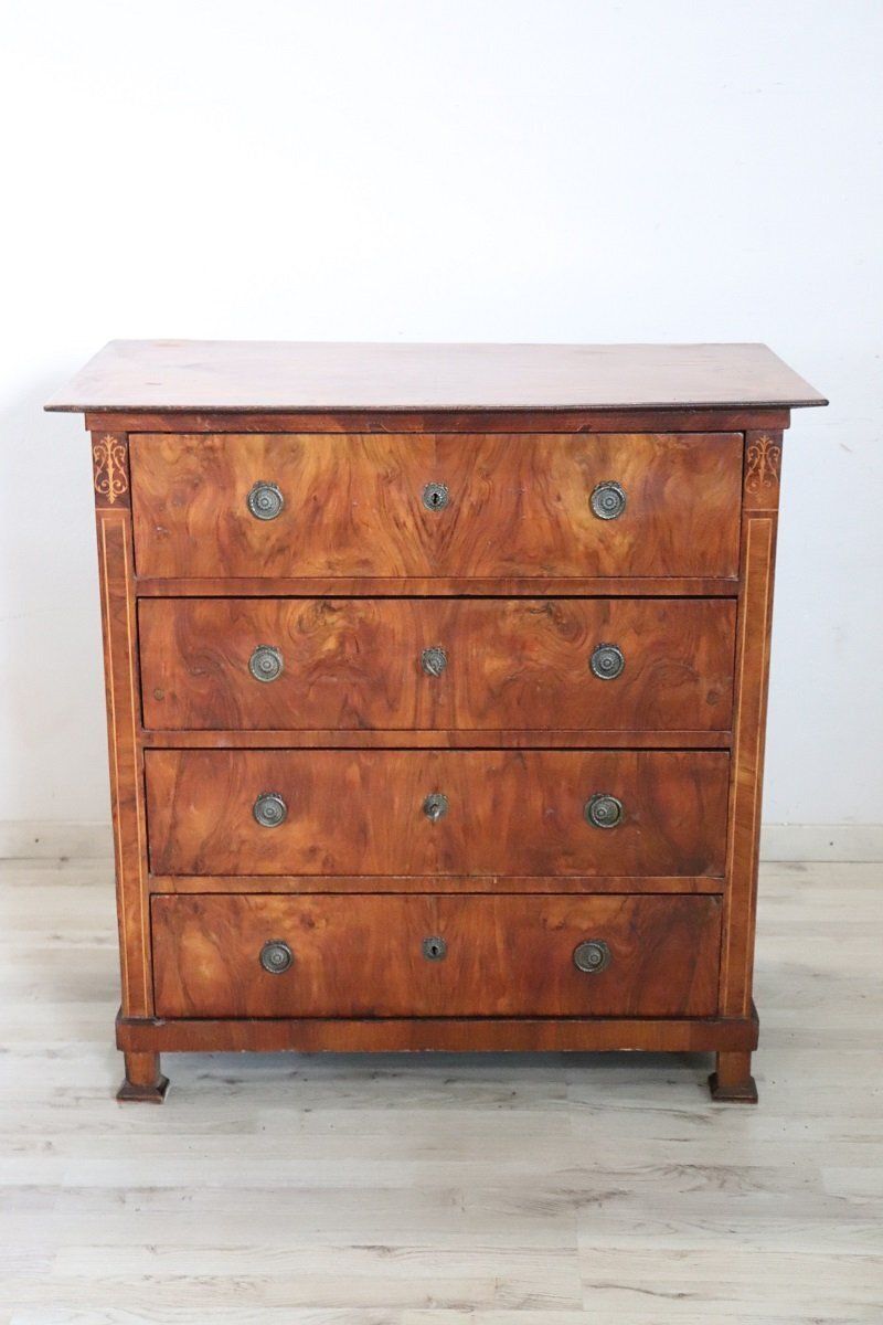Antique Chest Of Drawers In Walnut, Late 19th Century photo for sale