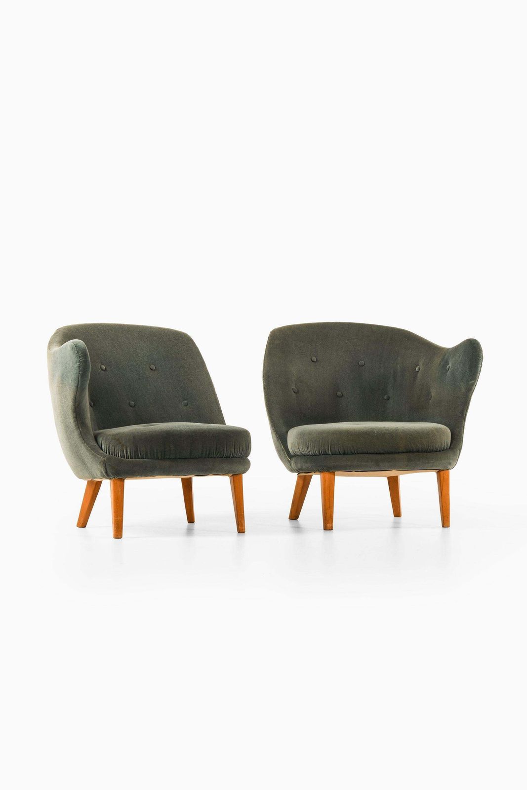 Easy Chairs In Beech And Original Mohair Velvet Upholstery By Arne Norell, 1952 photo furniture