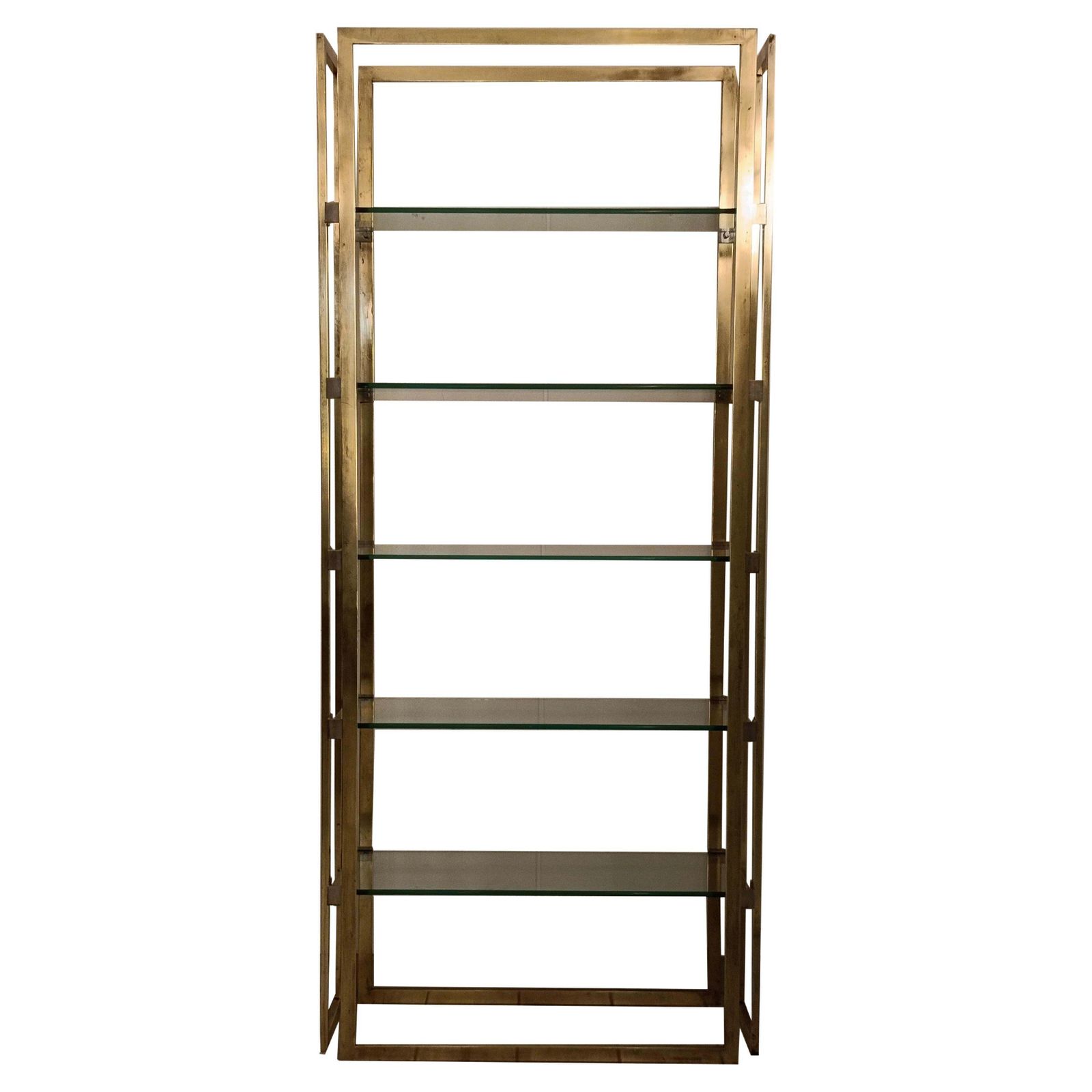 Brass Etagere With Glass Shelves, Italy 1970s