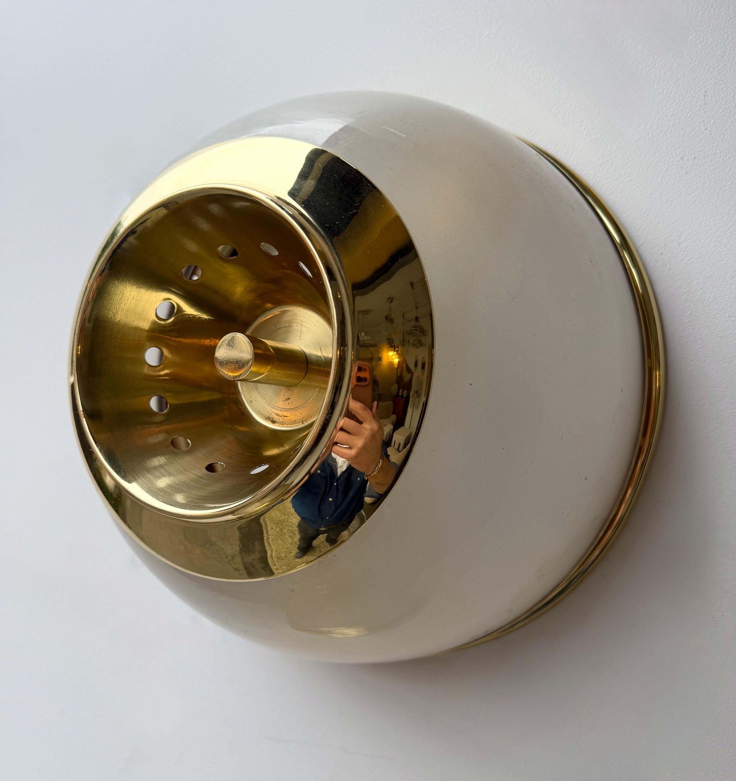 Pair Of Brass And Glass Azucena Sconces By Luigi Caccia Dominioni, Italy, 1960s photo vintage