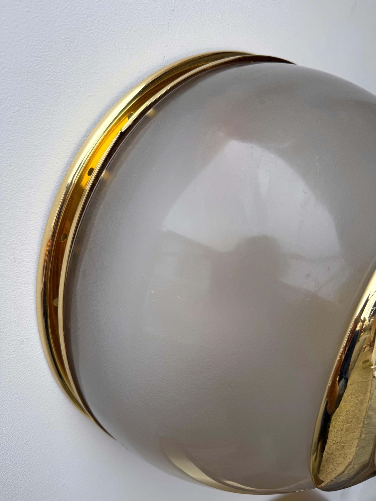 photo for sale Pair Of Brass And Glass Azucena Sconces By Luigi Caccia Dominioni, Italy, 1960s