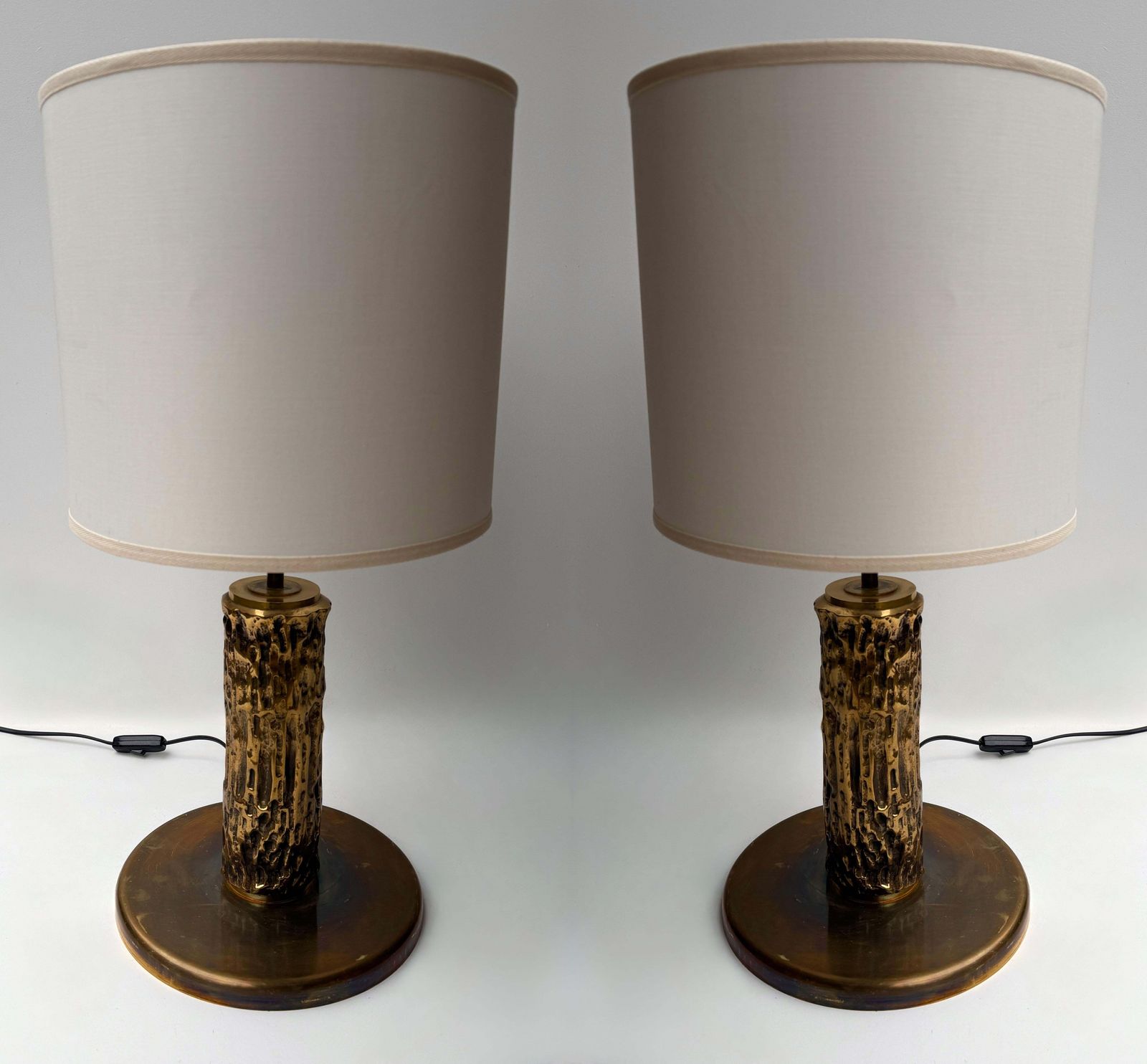 photo vinterior Pair Of Brass Sculpture Lamps By Angelo Brotto For Esperia Italy, 1980s