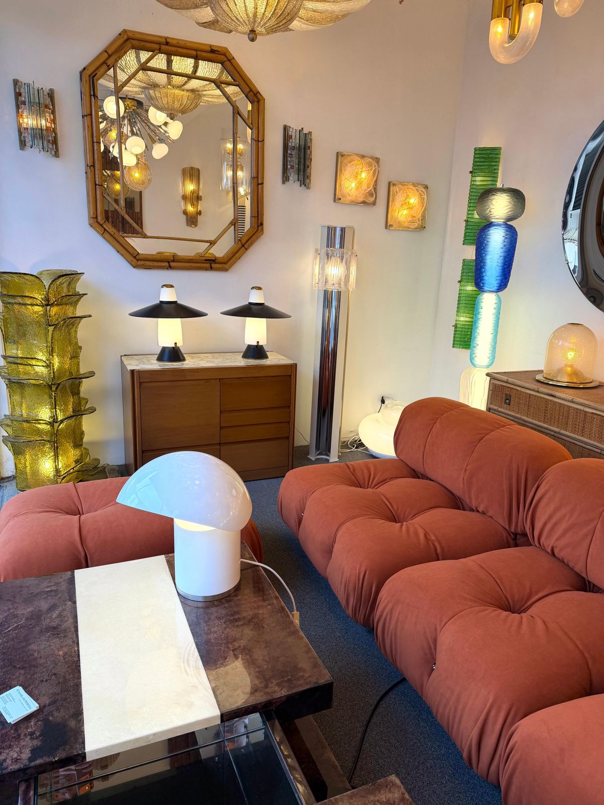 Mid Century Modern Pair Of Lamps Brass Lacquered Metal By Stilnovo. Italy, 1950s photo Lighting