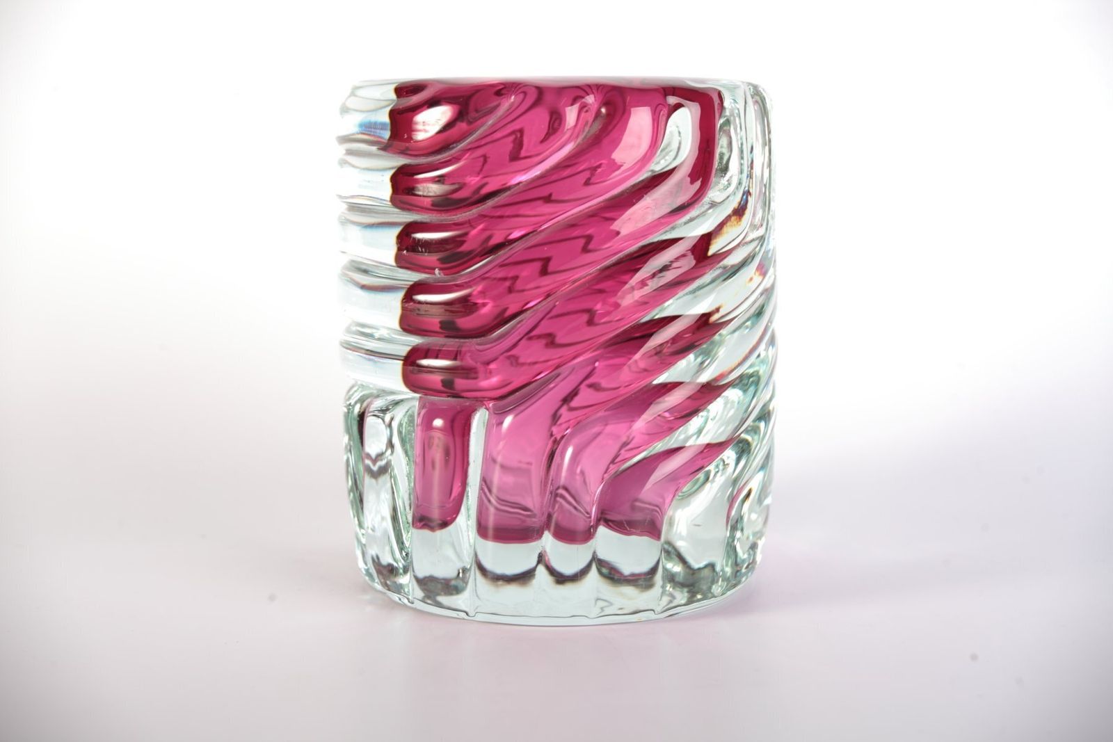 Pink Glass Or Object Vase By Frantisek Vizner, Czech, 1960s