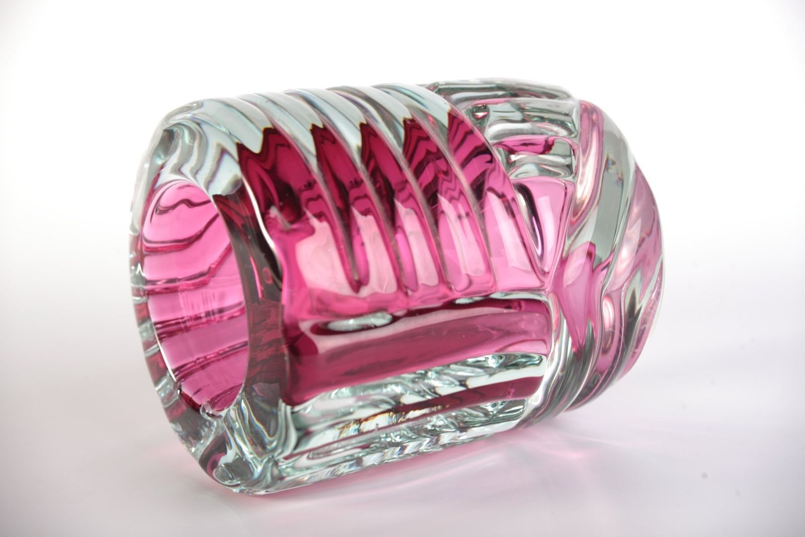Roze Glazen Vaas Of Object Van Frantisek Vizner, Tsjechisch, Jaren 1960 photo Woonaccessoires