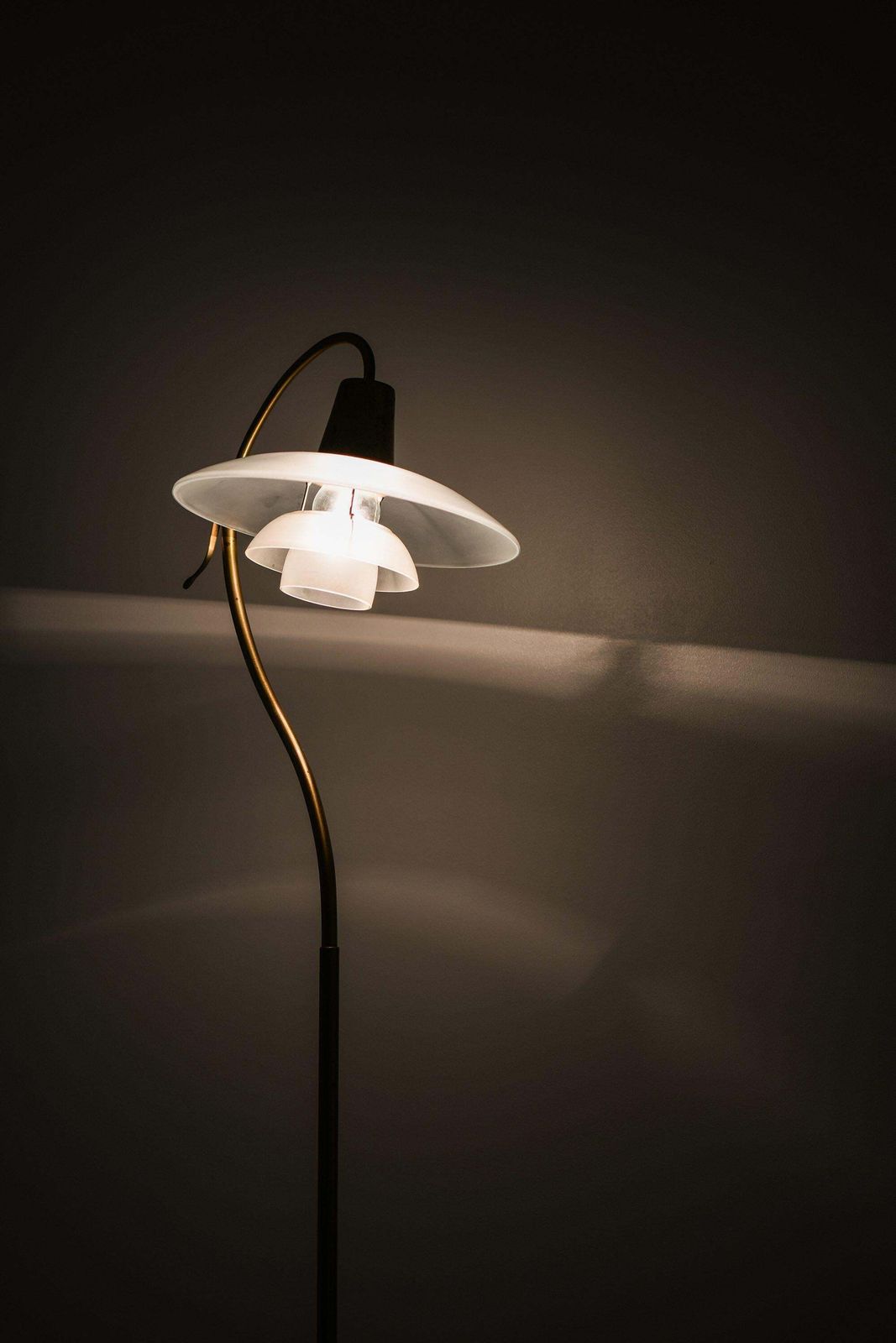 Floor Lamp In Bronze Patinated Brass And Glass Shades By Poul Henningsen, 1940's photo furniture
