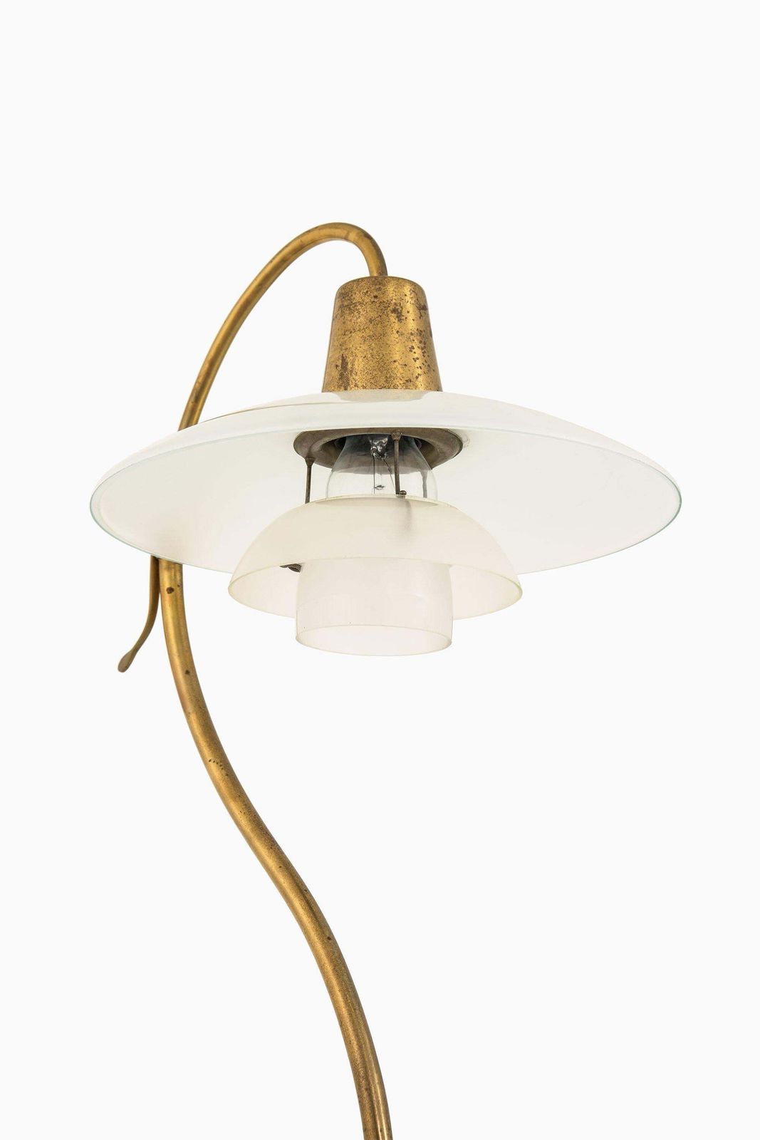 Floor Lamp In Bronze Patinated Brass And Glass Shades By Poul Henningsen, 1940's photo buy