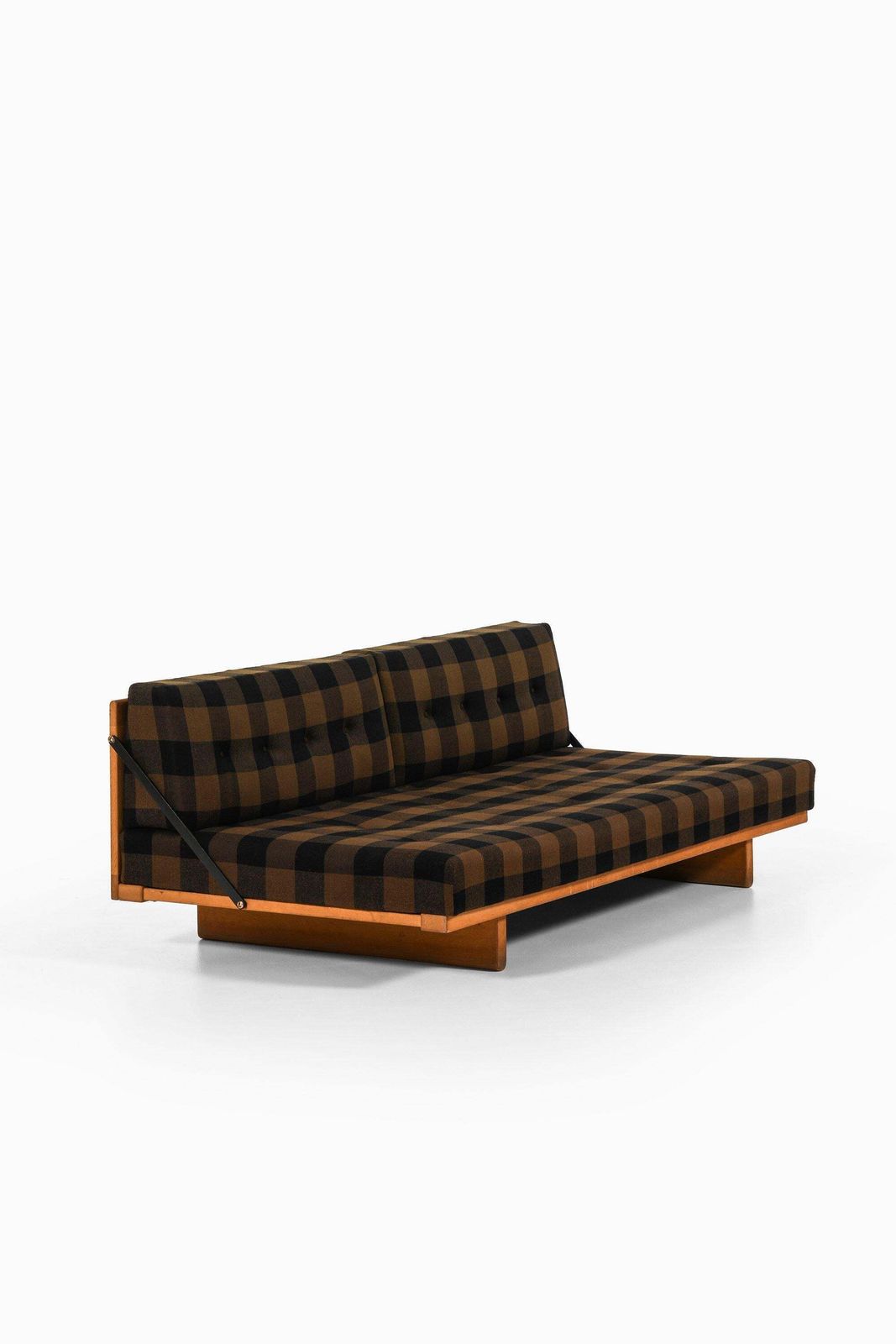Sofa / Daybed In Oak, Brass And Original Fabric By Børge Mogensen, 1950's photo for sale