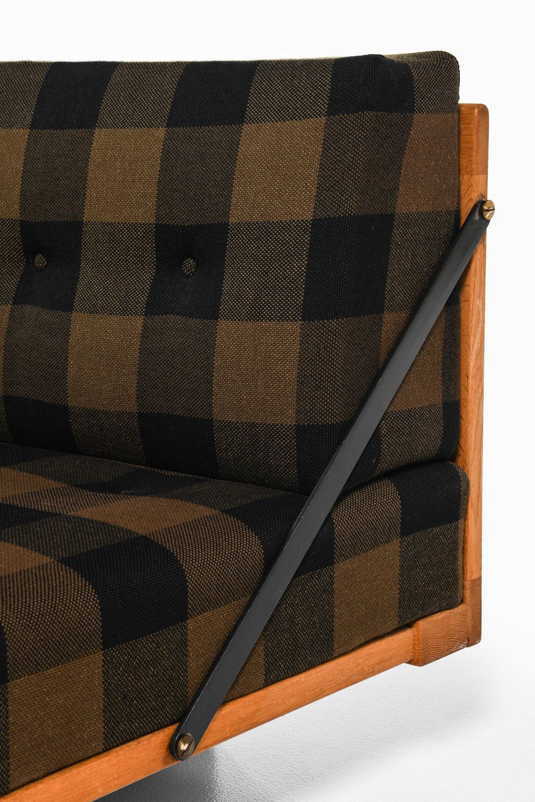 Sofa / Daybed In Oak, Brass And Original Fabric By Børge Mogensen, 1950's photo vinterior