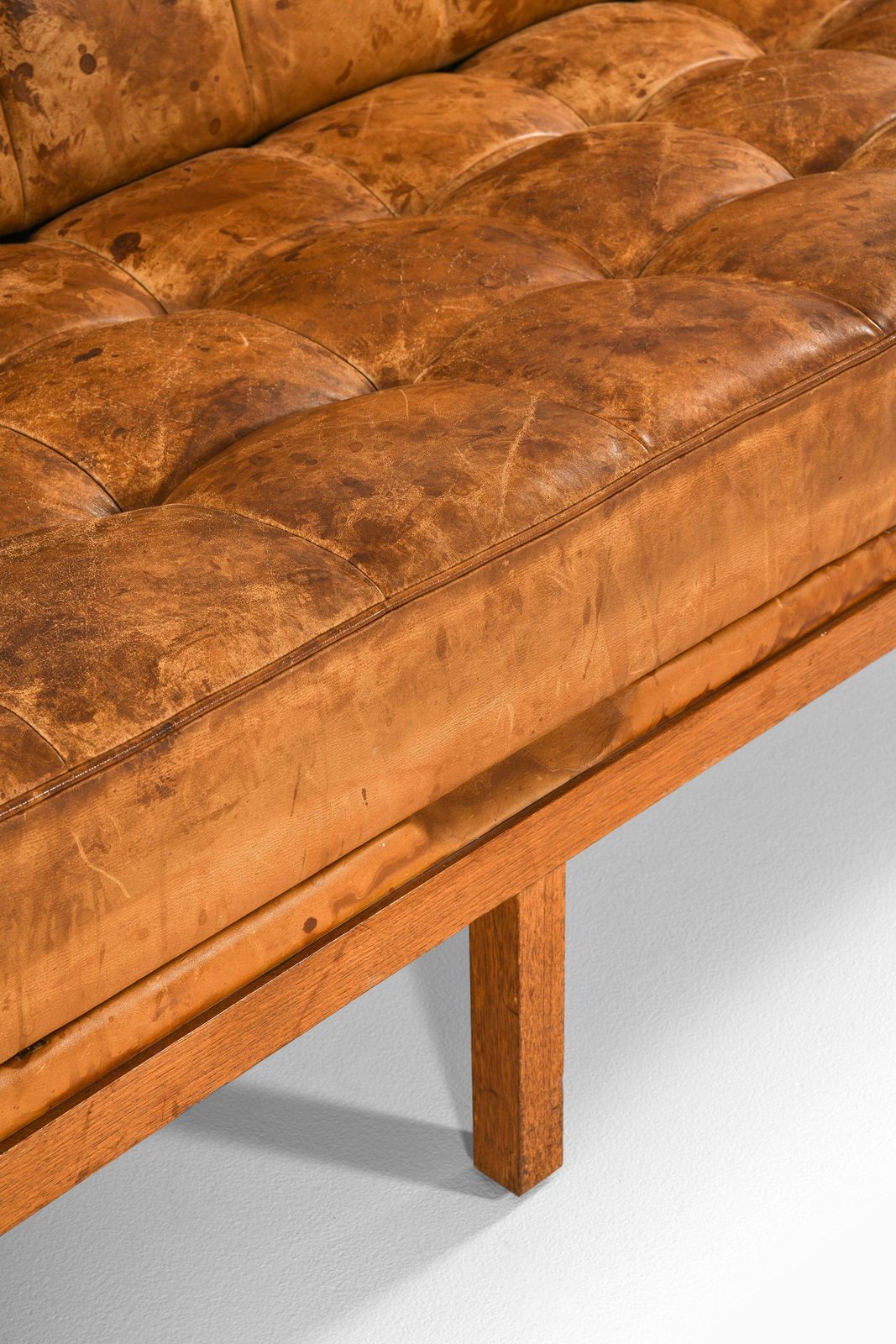 Sofa / Daybed Constanzebank In Teak, Steel And Leather By Johannes Spalt, 1960's photo vintage