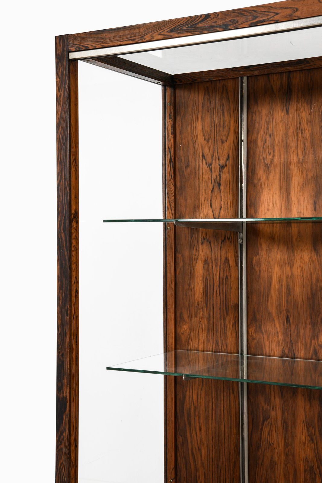 Unique And Large Display Cabinet In Rosewood, Steel And Glass, 1960's photo for sale