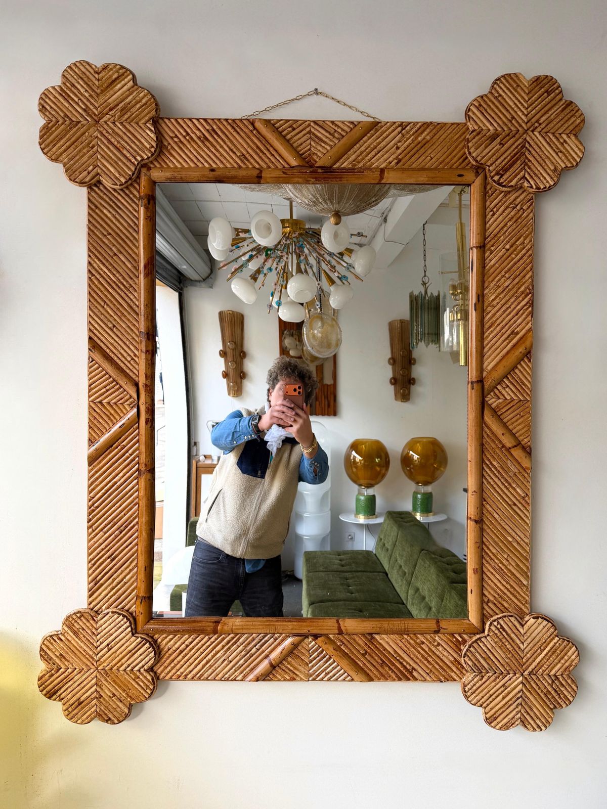 Home Decor Bamboo And Rattan Mirror By Vivai Del Sud. Italy, 1970s photo