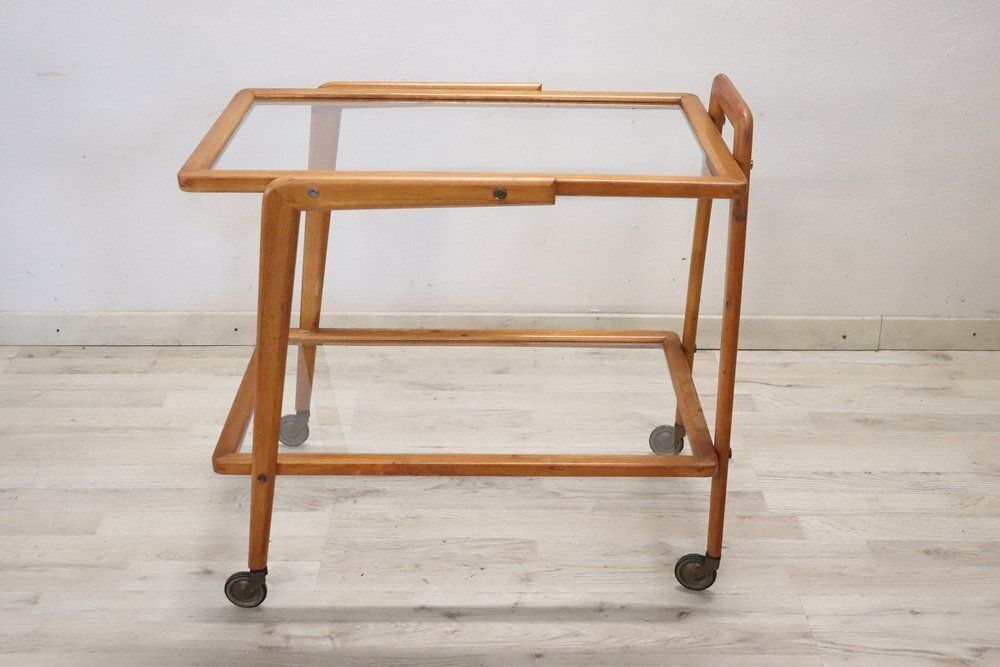 Wood And Glass Drinks Trolley Or Bar Cart, 1950s photo buy