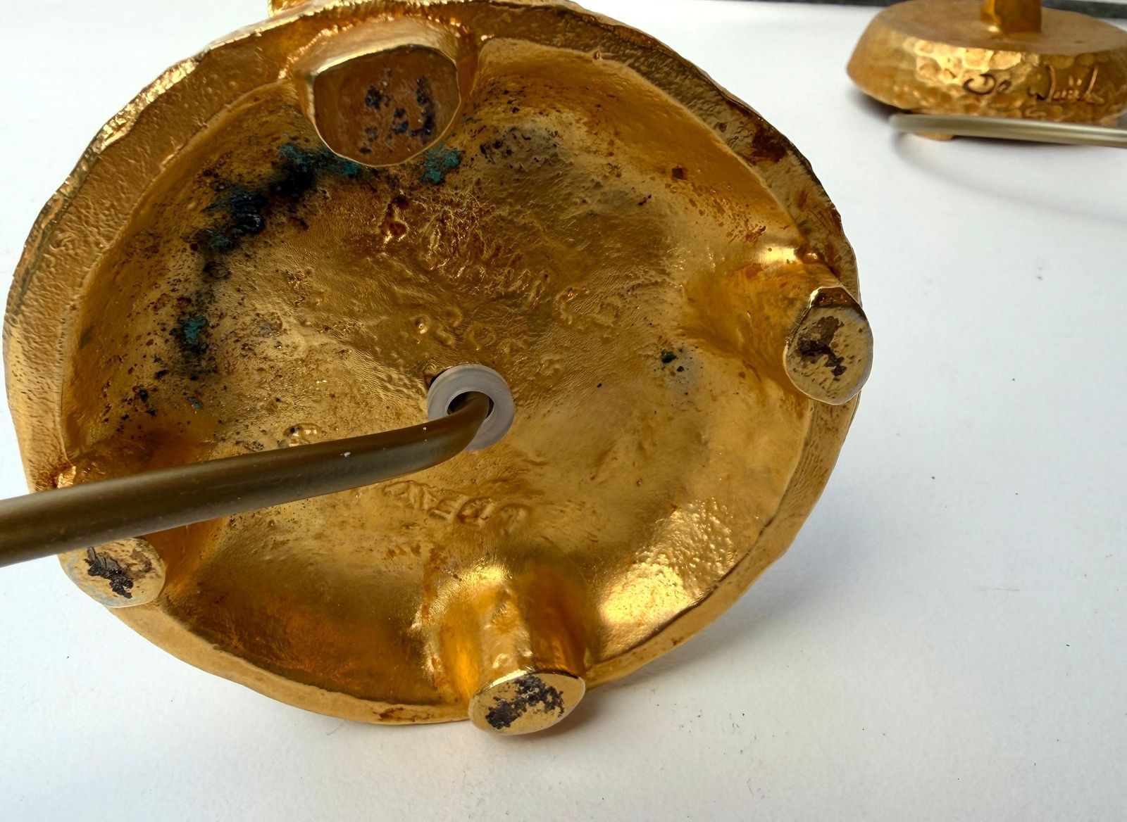 Lighting Pair Of Lamps Gilt Metal By Nicolas De Waël For Fondica, France, 2000s photo