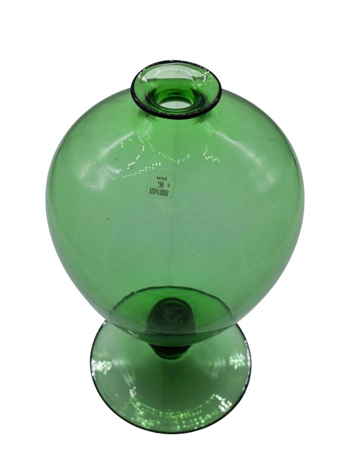 Barovier & Toso Vaso "Veronese" In Vetro Di Murano Verde, Italia 1980s photo for sale