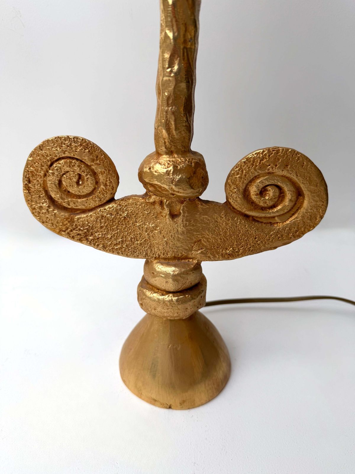 Pair Of Lamps Gilt Metal By Pierre Casenove For Fondica, France, 1990s photo vinterior