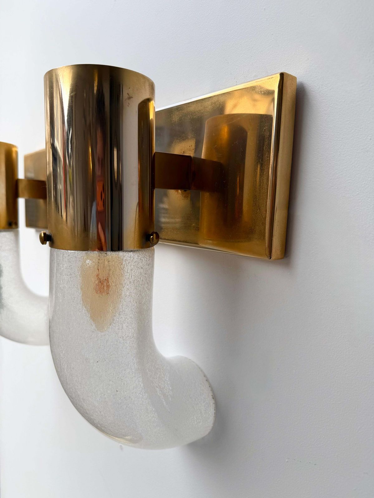 Brass Sconce Murano Glass By Aldo Nason For Mazzega, Italy, 1970s photo for sale