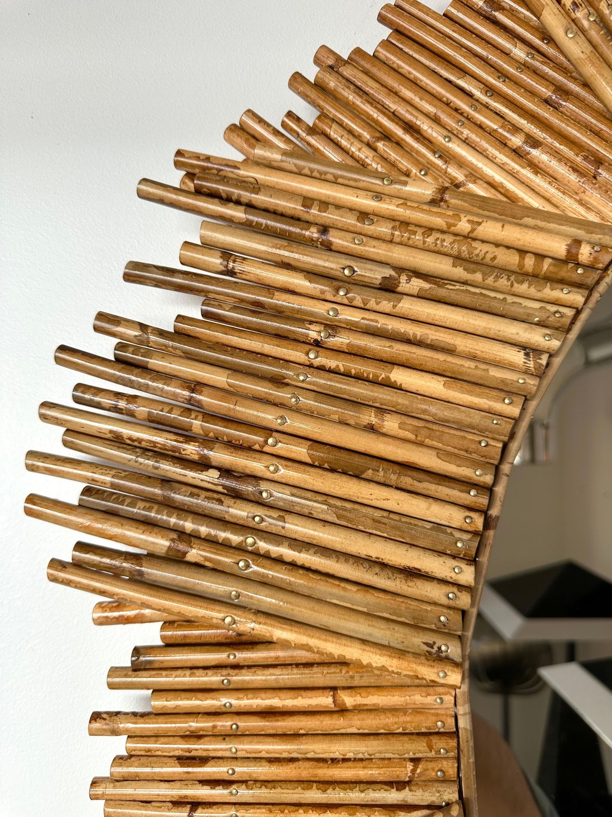 photo for sale Rattan Sun Mirror By Vivai Del Sud. Italy, 1970s