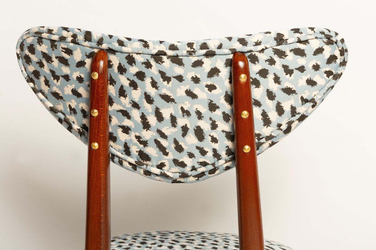 Eight Mid Century Heart Chairs In Blue Leopard By Pierre Frey, Europe, 1960s photo buy