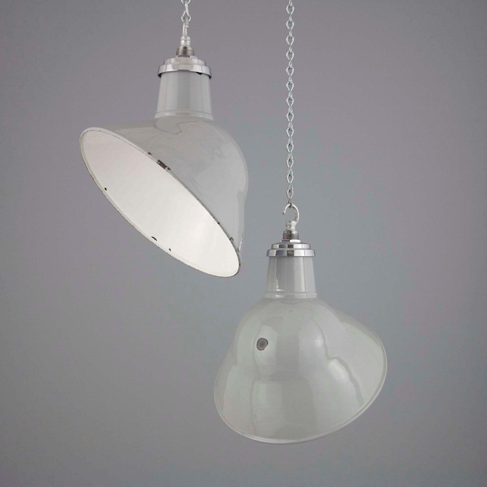 1950's Parabolic Grey Vitreous Enamel Factory Ceiling Light By Thorlux photo furniture