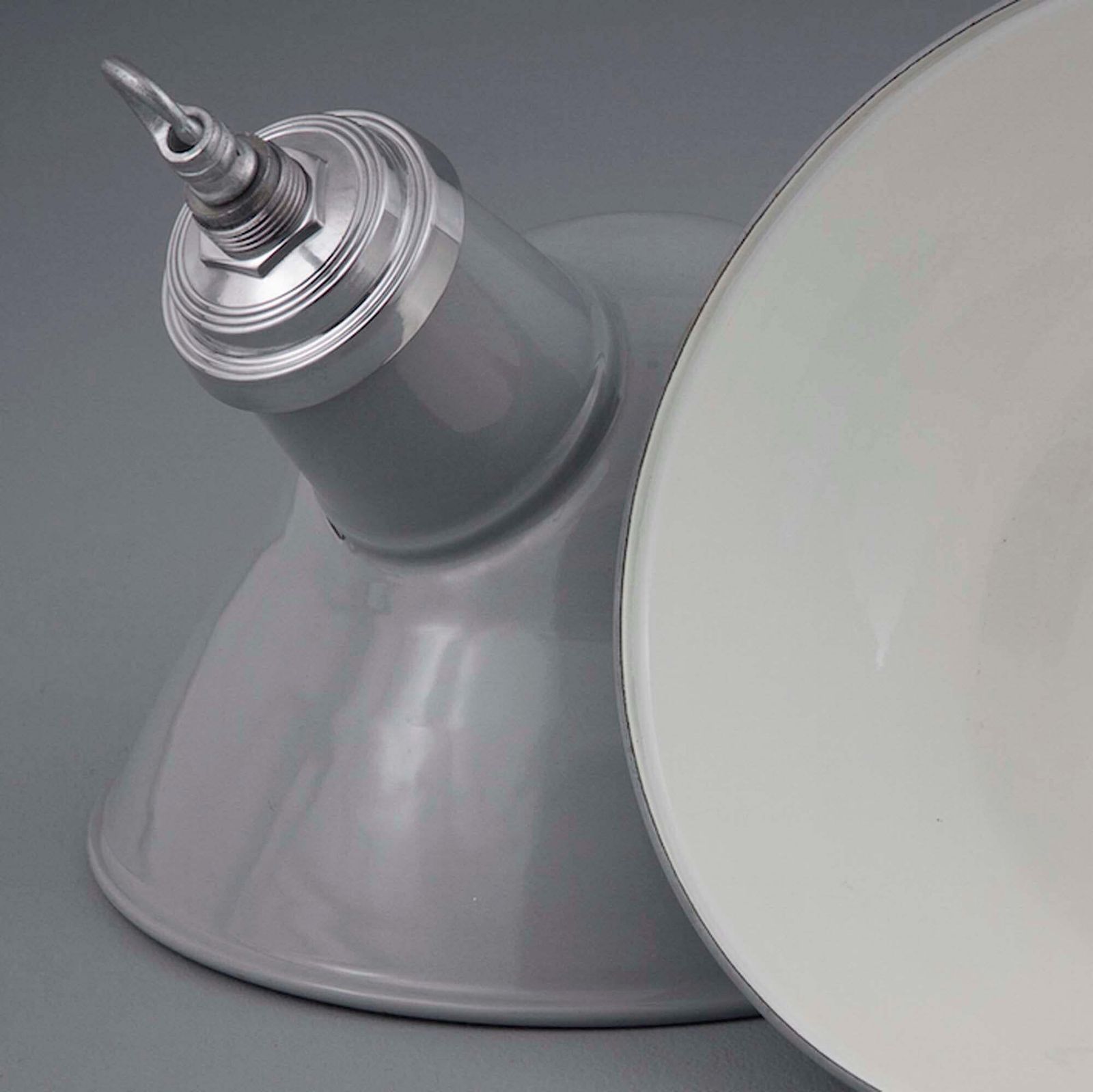 1950's Parabolic Grey Vitreous Enamel Factory Ceiling Light By Thorlux photo for sale