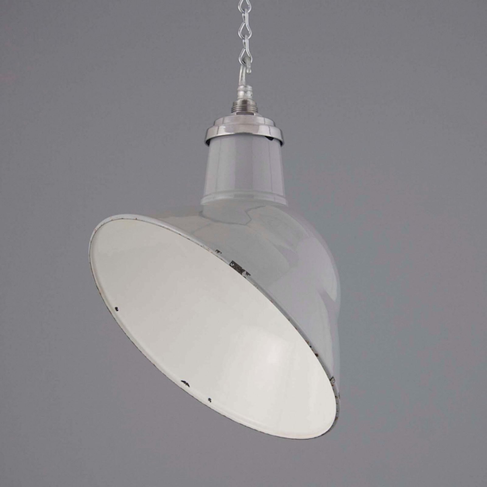 1950's Parabolic Grey Vitreous Enamel Factory Ceiling Light By Thorlux photo 330.0