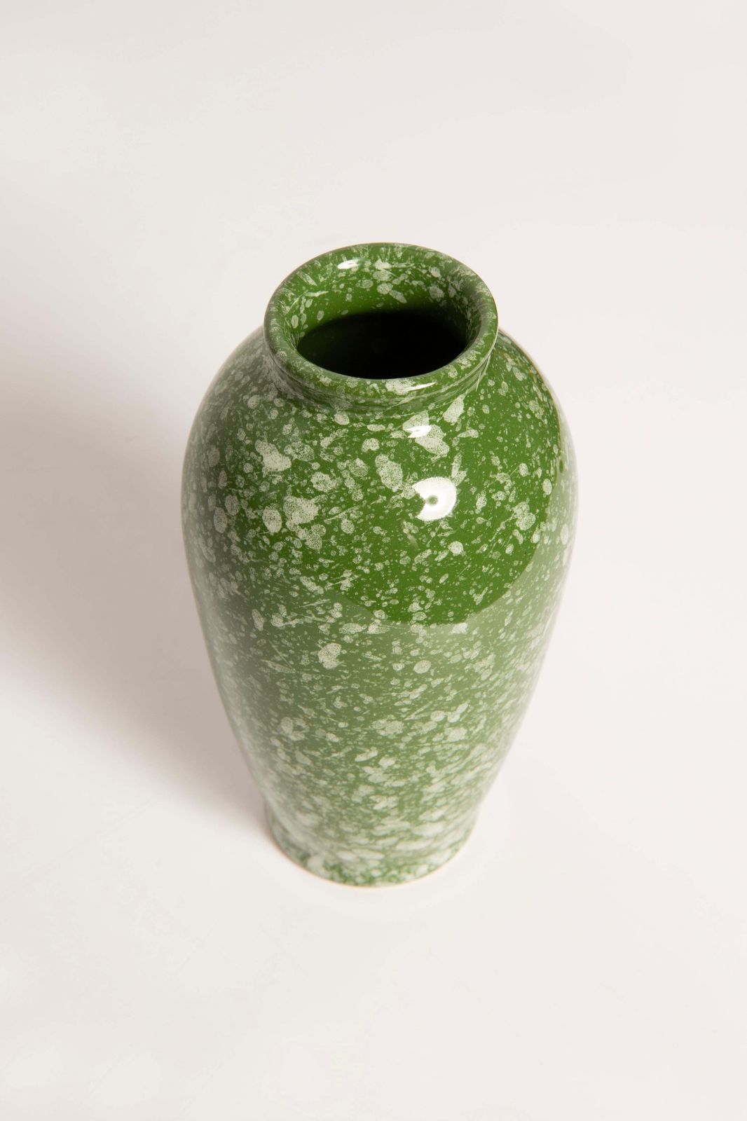 photo for sale Mid Century Small Green Porcelain Vase, Hand Painted, Europe, 1960s