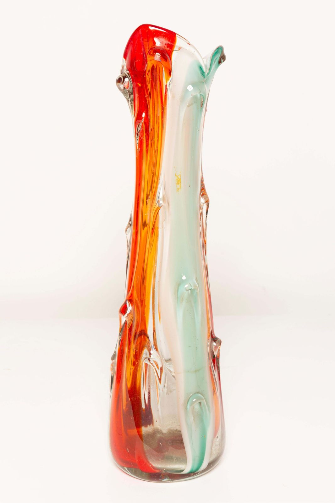 Mid Century Artistic Glass Orange Vase, Tarnowiec, Sulczan, Europe, 1970s photo buy
