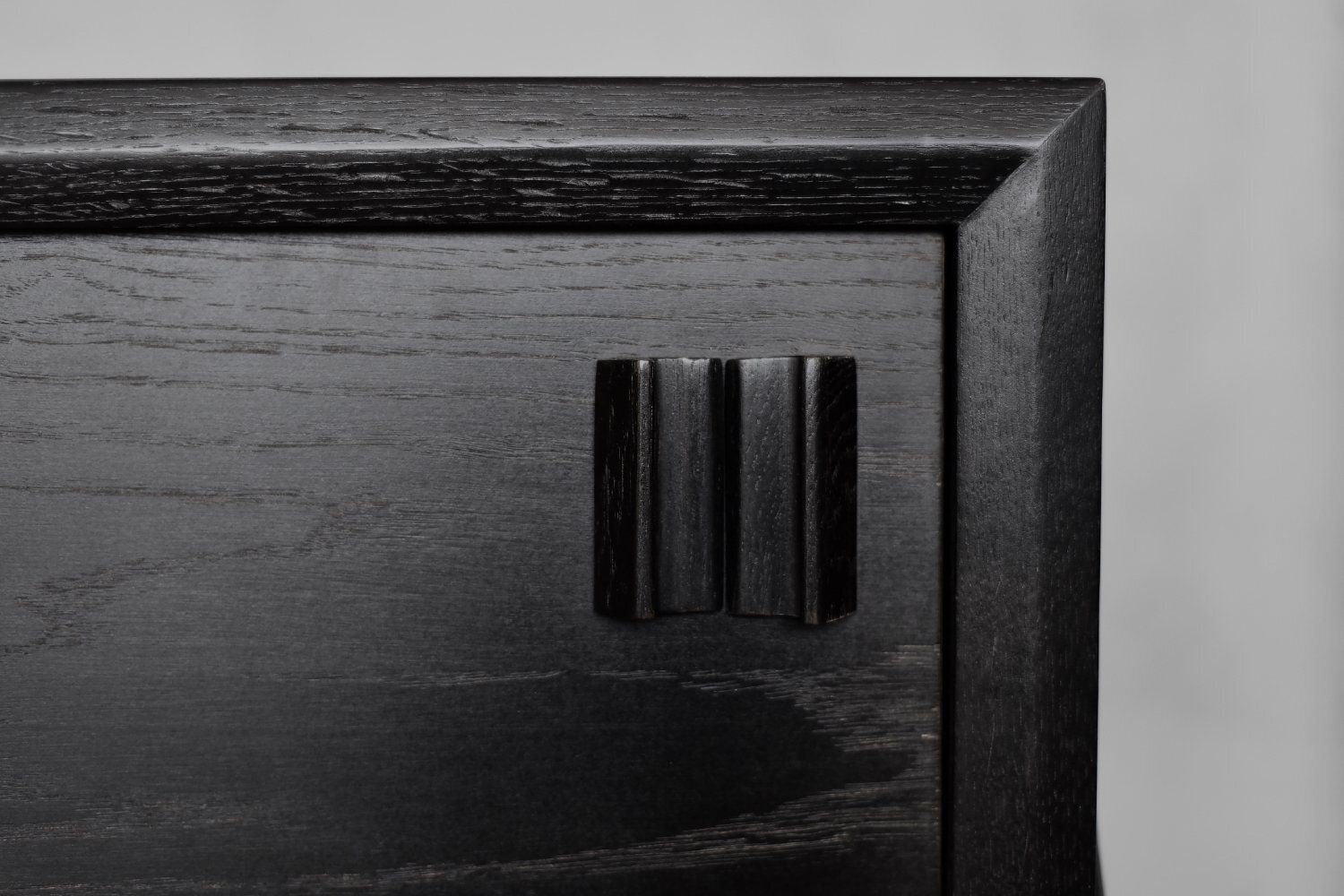 Mid Century Scandinavian Modern Dark Oak Sideboard With Wooden Handles, 1960s photo furniture