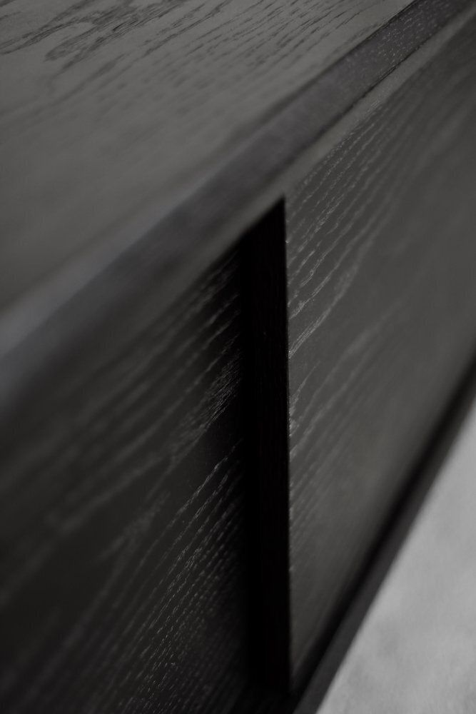 photo vinterior Mid Century Scandinavian Modern Dark Oak Sideboard With Wooden Handles, 1960s