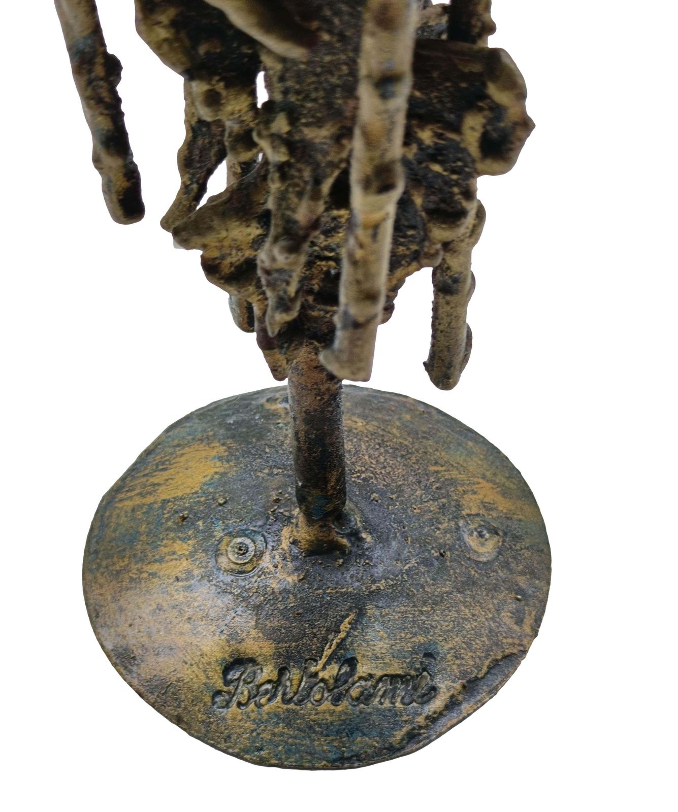 Brutalist Candleholder In Cast Metal, Italy 1950s photo 309.0