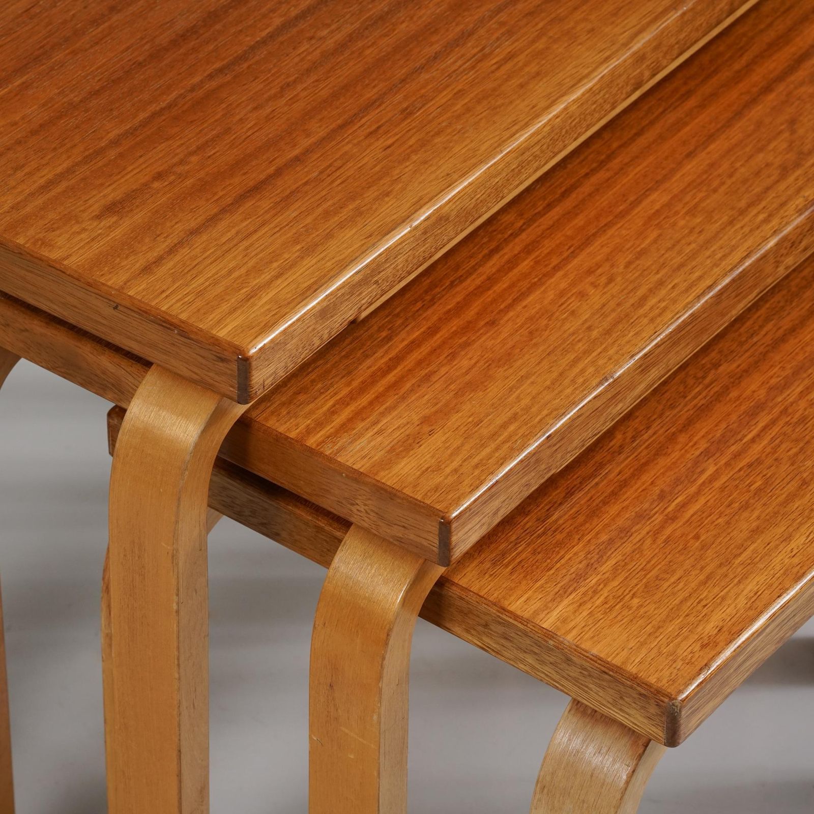 Rare Nesting Tables, Alvar Aalto, Oy Huonekalu  Ja Rakennustyötehdas Ab, 1950s photo for sale