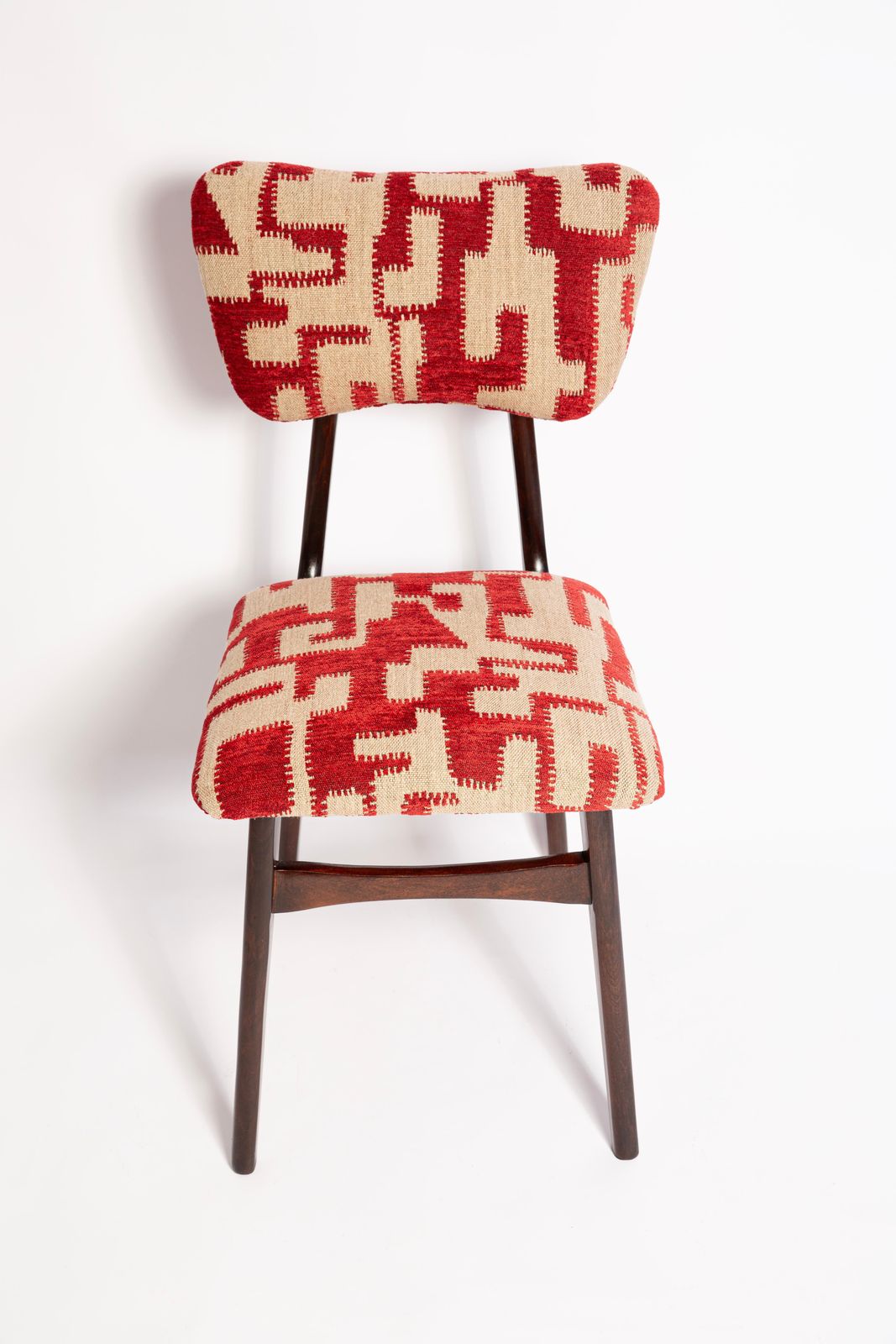 Furniture Mid Century Butterfly Chair, Delfi Carmine By C&C, Walnut Wood, 1960s photo