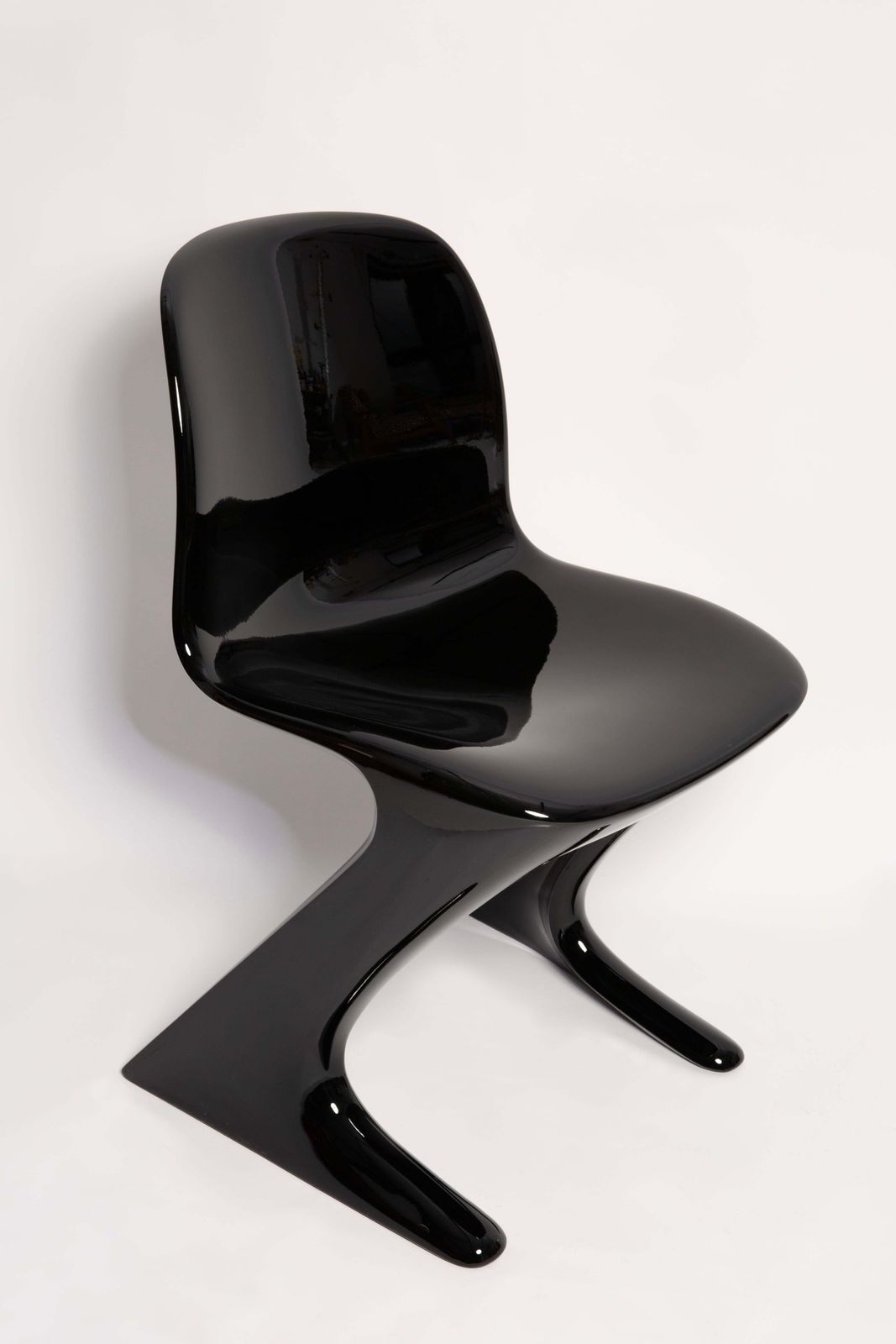Mid Century Black Glossy Kangaroo Chair Designed By Ernst Moeckl, Germany, 1960s photo for sale