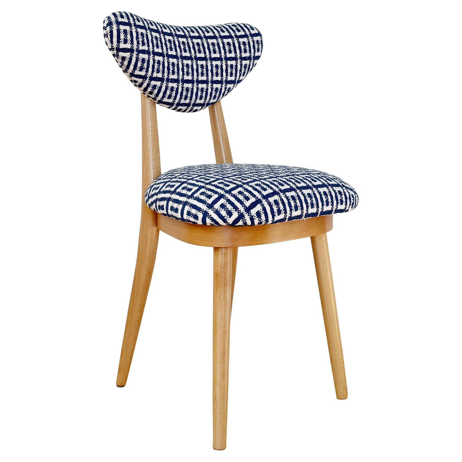 Mid Century Heart Chair In Hsh Home Sweet Home Jacquard By Dedar, Europe, 1960s