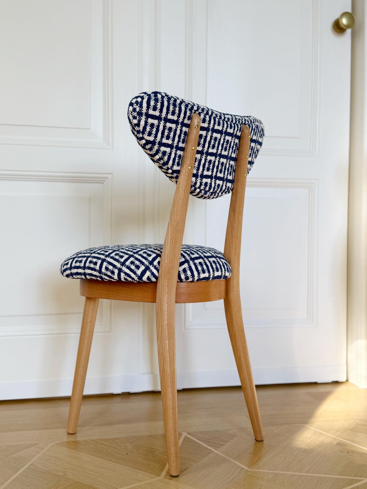 photo buy Set Of Eight Mid Century Heart Chairs In Hsh Jacquard By Dedar, Europe, 1960s