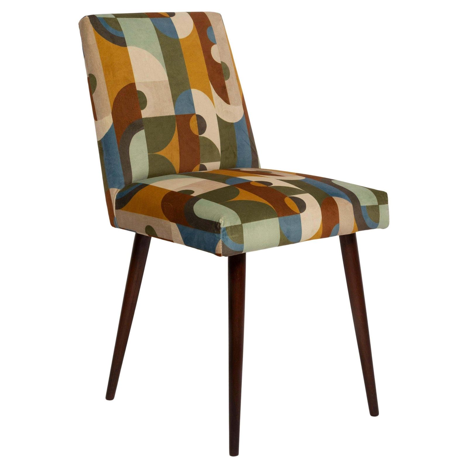 Mid Century Stick Chair In Reciproque Velvet By Casamance, 1960s.