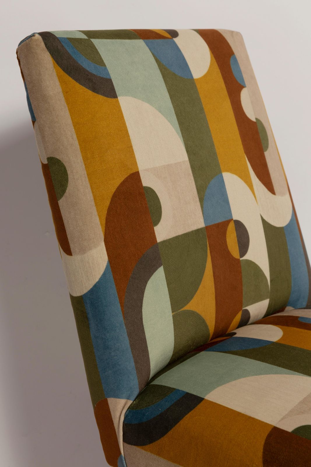 707.0 Mid Century Stick Chair In Reciproque Velvet By Casamance, 1960s. photo