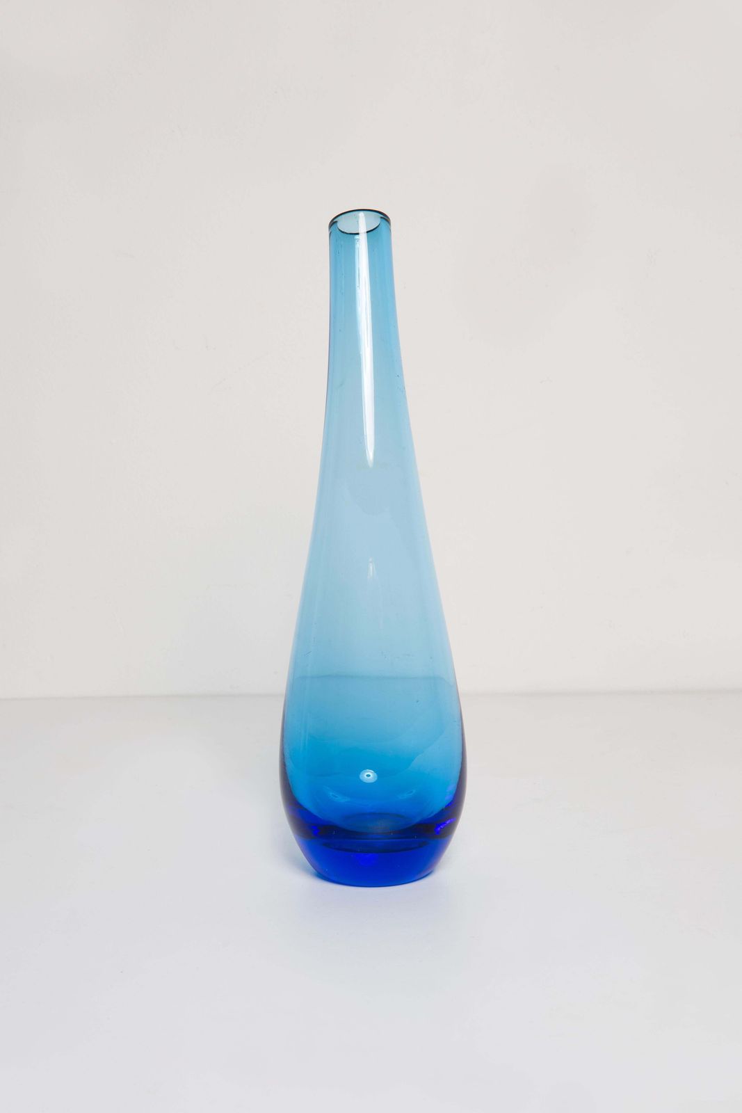Slim Mid Century Vintage Blue Glass Vase, Europe, 1960s photo buy