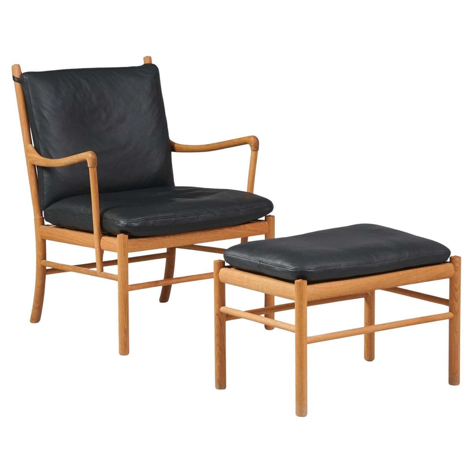 Set Of Model "Colonial" Armchair And Footstool, Ole Wanscher, Carl Hansen & Son