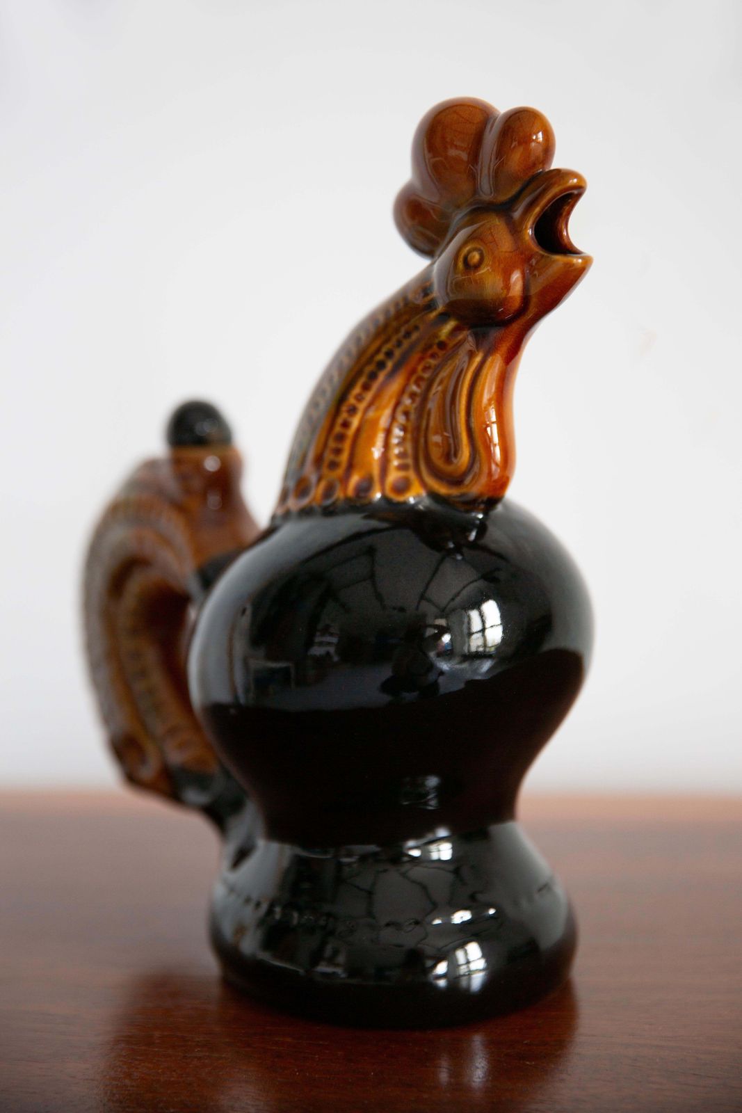 Mid Century Brown Cock Decanter Carafe, Ceramic, Europe, 1960s photo 194.0